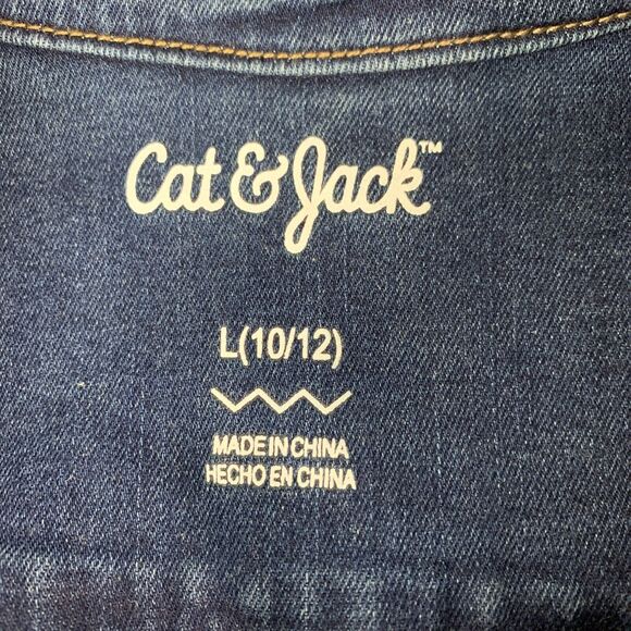 Cat & Jack Girls Youth Denim Jean Jacket Size Large 10/12 Long Sleeve Collared - Picture 7 of 10